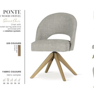 PONTE SUPREME WOOD étkezőszék | táskarugós forgó étkezőszék, választható szövet / natúr tölgy lábbal